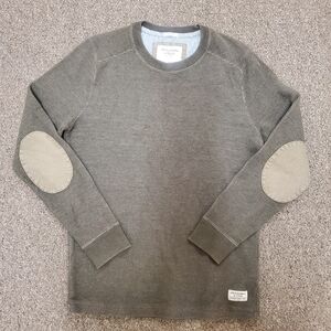 Abercrombie & Fitch Muscle Shirt Long sleeve waffle knit elbow patches green